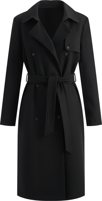 Us Women's Black Wool Trench Coat