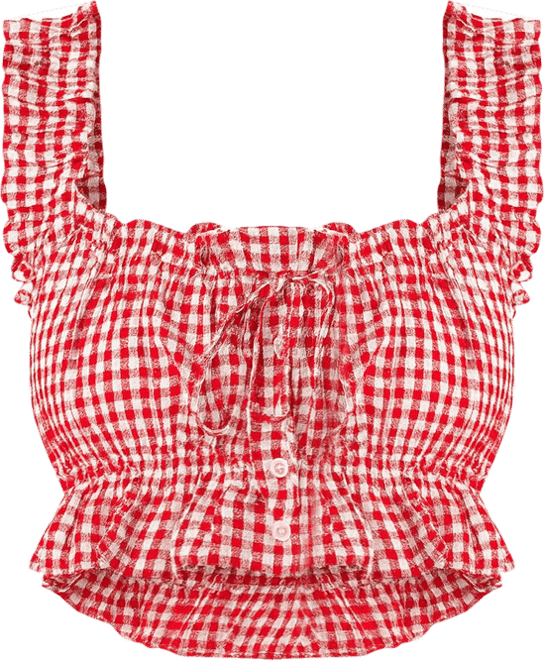 Women's Ruffle Button Up Crop Top