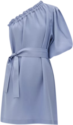 Us Women's Florence Cloud Blue Linen One Sleeve Dress