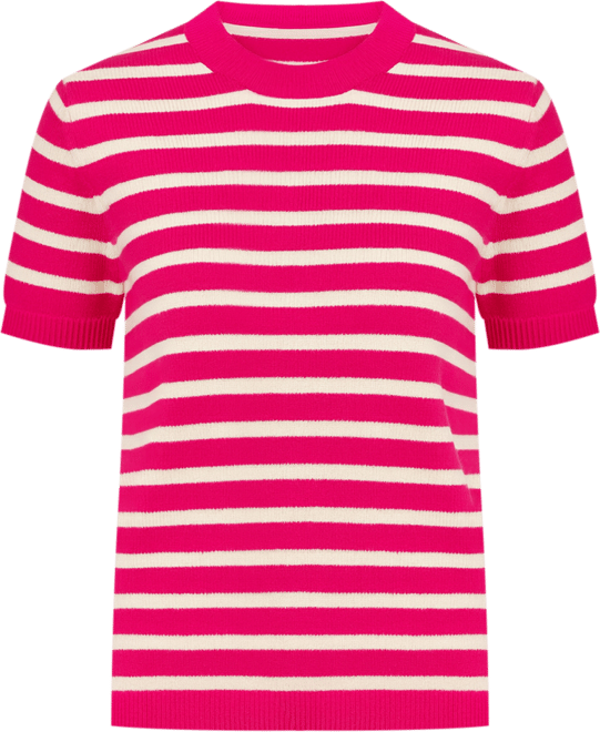 Women's Striped Knitted Crew Neck Tee
