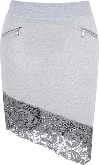 Plus Size French Terry Lace Hem Asymmetrical Skirts