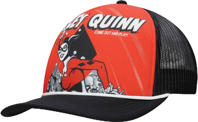 Men's and Women's Red/Black Harley Quinn Graphic Foam Trucker Adjustable Hat