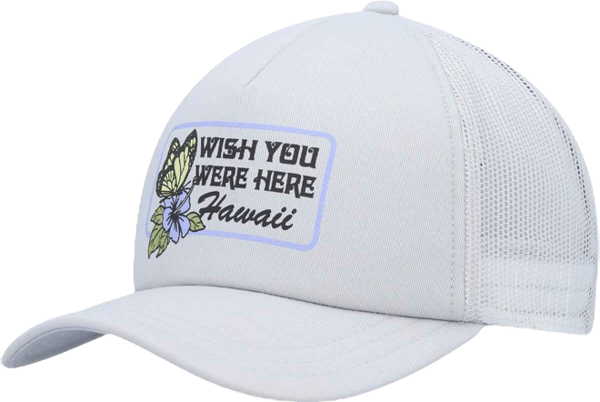 Women's Gray Wish You Were Here Foam Trucker Snapback Hat