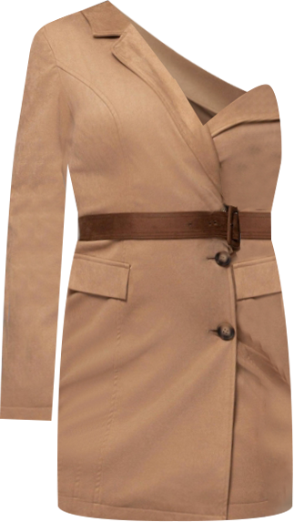 Women's One Shoulder Suede Blazer Dress