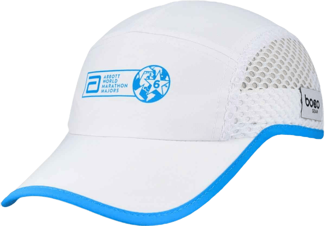 Men's and Women's White World Marathon Majors Running Mesh Adjustable Hat
