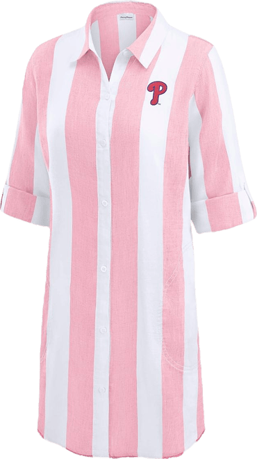 Women's&nbsp;Pink Philadelphia Phillies Rugby Beach Boyfriend Full-Button Top