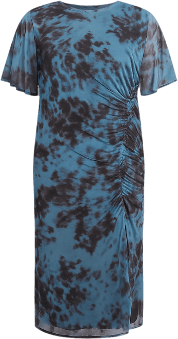 Women's Abstract Print Mesh Midi Dress