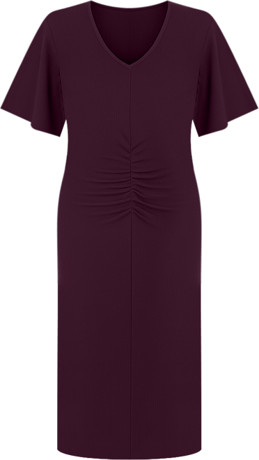 Women's Ruched Flutter Sleeve Midi Dress