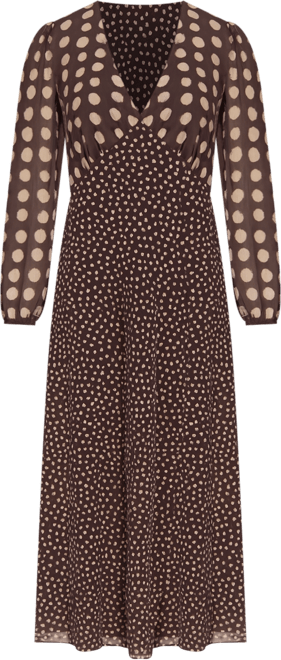 Women's Polka Dot Mesh Midi Dress