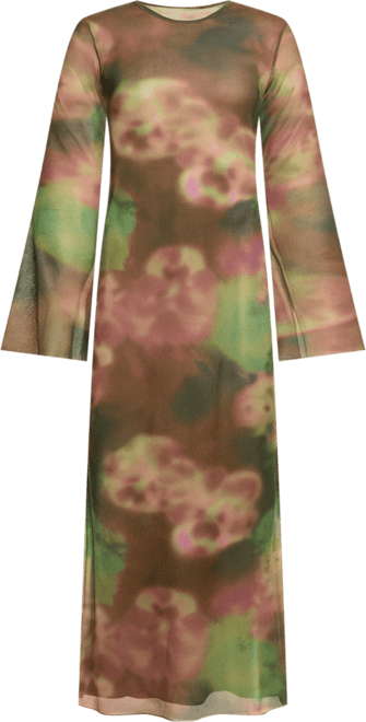 Women's Floral Print Mesh Maxi Dress