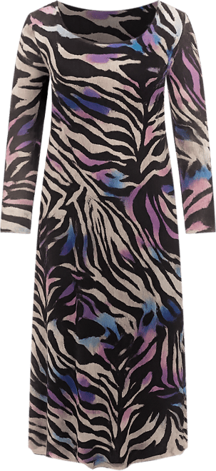 Women's Zebra Print Mesh Midaxi Dress