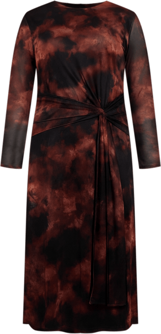 Women's Retro Tie Dye Print Mesh Midi Dress