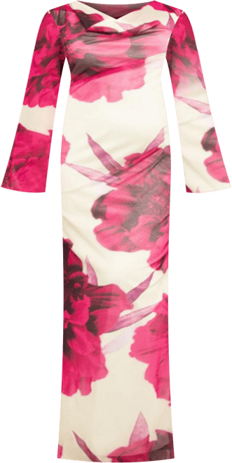 Women's Floral Print Maxi Dress With Slit