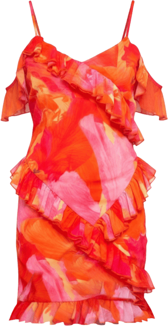 Women's Floral Print Mesh Midi Dress