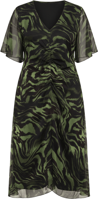 Women's Zebra Print Mesh Midi Dress