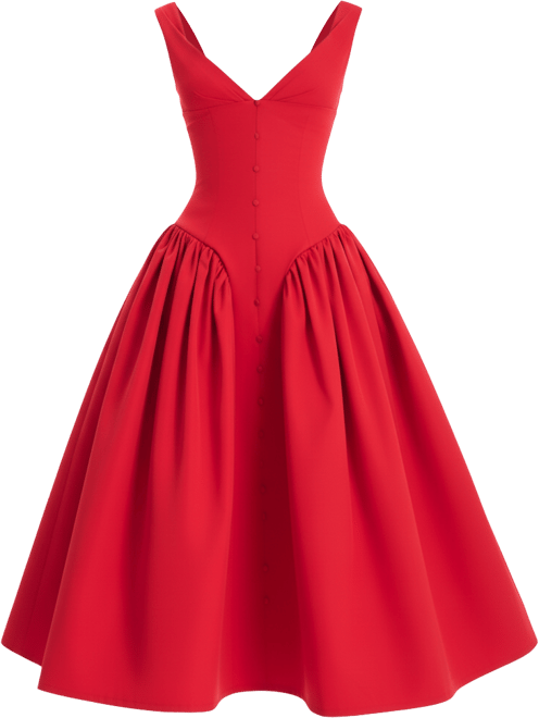 Miss Circle Women's Nahla Red Drop Waist Midi Dress with