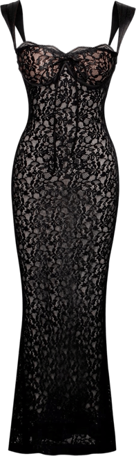 Women's Veronica Black Lace Maxi Dress
