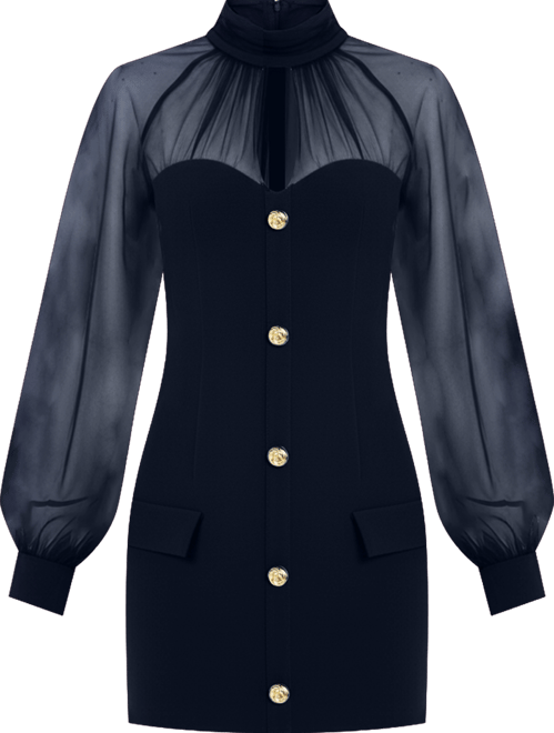 Women's Shelby Black Faux Leather with Lace Mini Dress