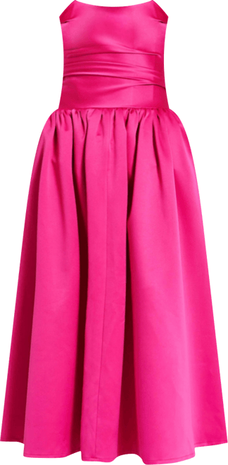 Women's Walterina Fuchsia Satin Strapless Drop Waist Corset Gown