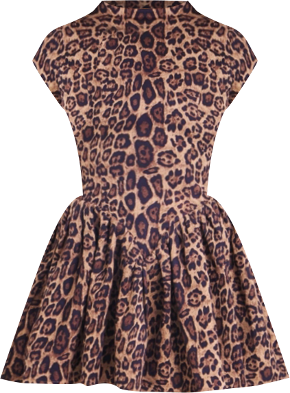 Miss Circle Women's Jacqueline Backless Cheetah Print Mini Puffy Dress