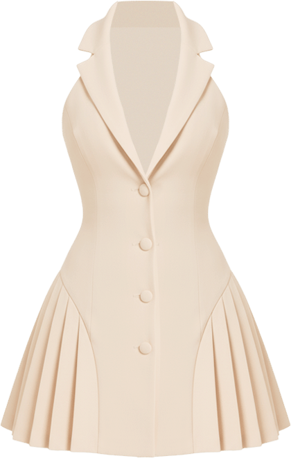 Women's Reyna Beige Backless Pleated Mini Blazer Dress