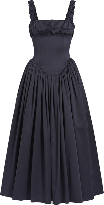 Women's Noreen Black Satin Drop Waist Maxi Sundress