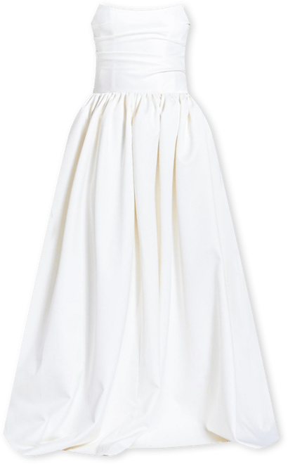 Women's Umay White Drop Waist Satin Corset Bridal Gown