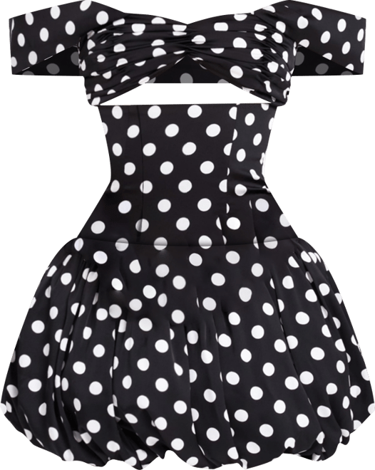 Women's Umika Black Polka Dots Bubble Hem Mini Dress