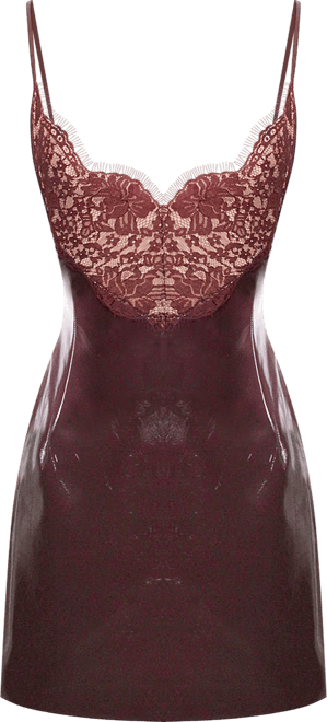 Women's Shelby Dark Brown Faux Leather with Lace Mini Dress