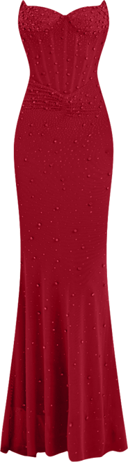 Women's Fatima Burgundy Crystal Sleeveless Corset Mermaid Maxi Dress