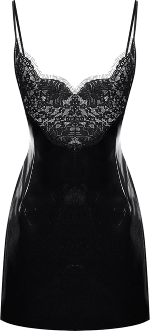 Women's Shelby Black Faux Leather with Lace Mini Dress