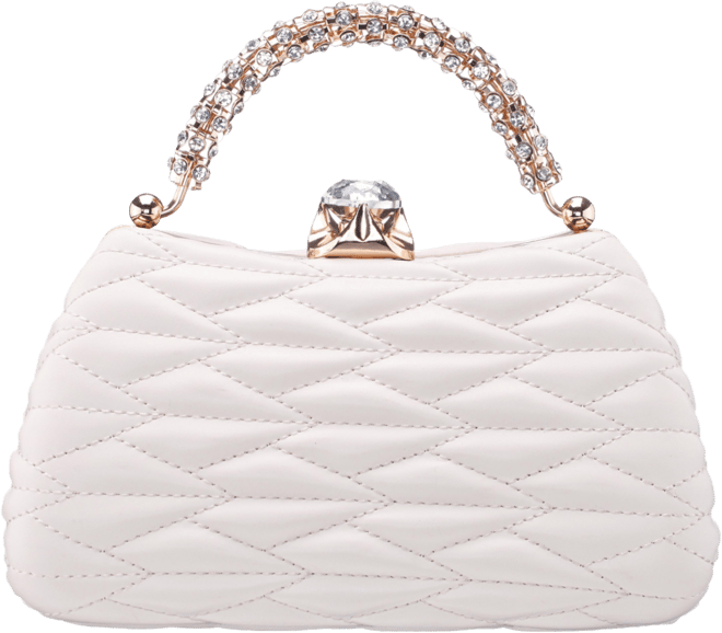 Quilted Minaudiere Handle Clutch Bag
