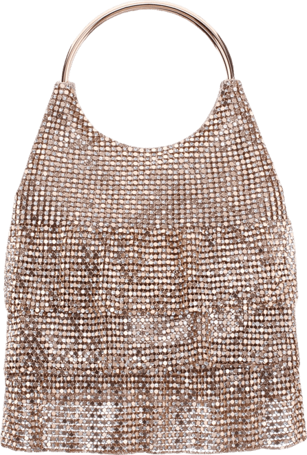 3-Tiered Crystal Mesh Ruffle Pouch Bag