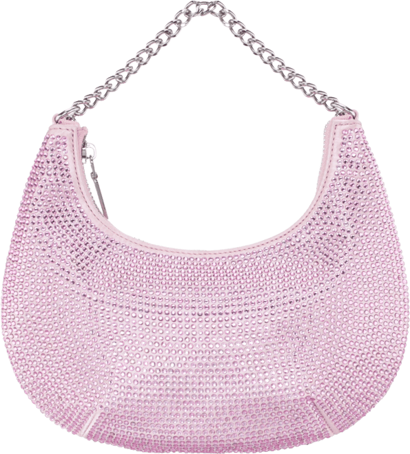 All Over Crystal Crescent Moon Crossbody Bag