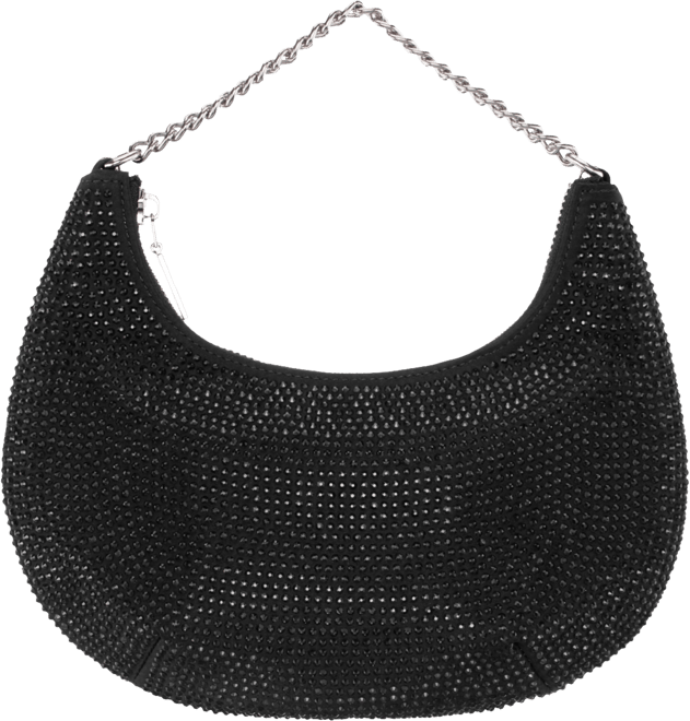 All Over Crystal Crescent Moon Crossbody Bag