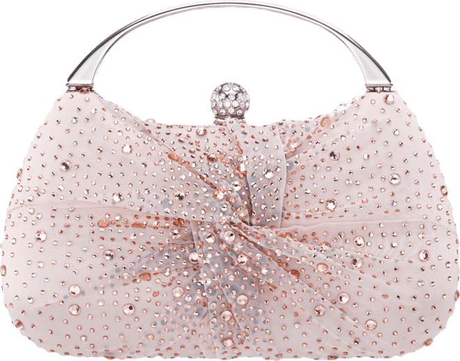 Crystal Twist Chiffon and Satin Minaudiere Clutch Bag