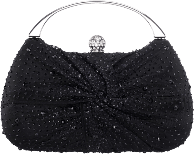 Crystal Twist Chiffon and Satin Minaudiere Clutch Bag