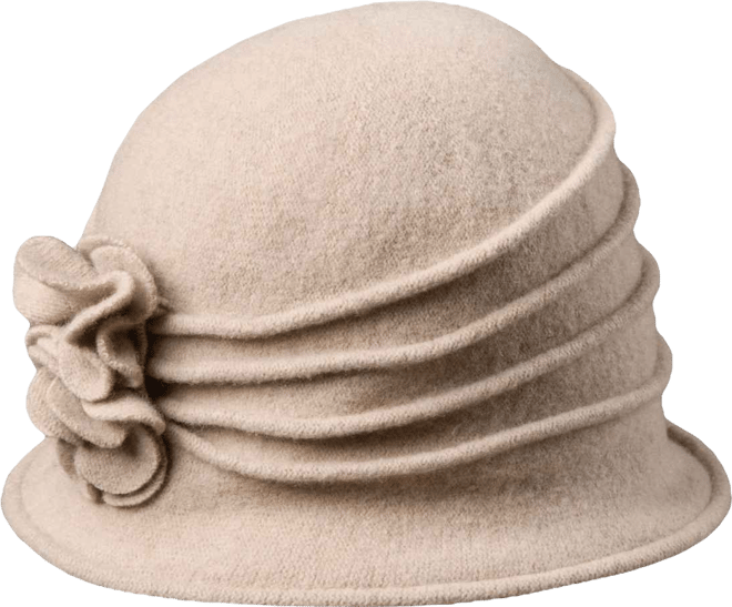 Women's Knit Wool Cloche with Flower