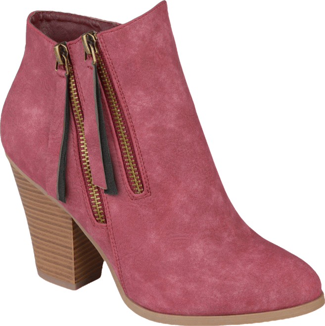 Women's Vally Double Zipper Stacked Heel Ankle Booties