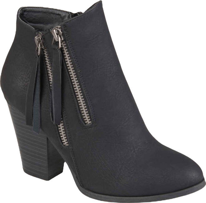 Women's Vally Double Zipper Stacked Heel Ankle Booties