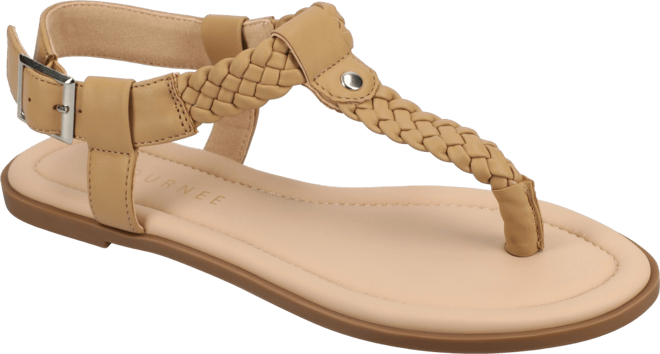Women's Genevive Braided T-Strap Flat Sandals