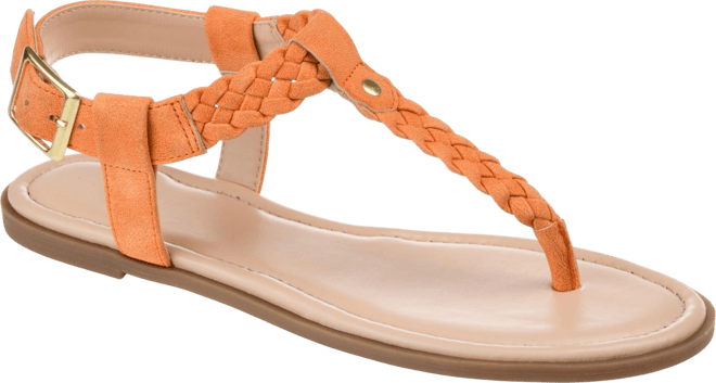 Women's Genevive Braided T-Strap Flat Sandals