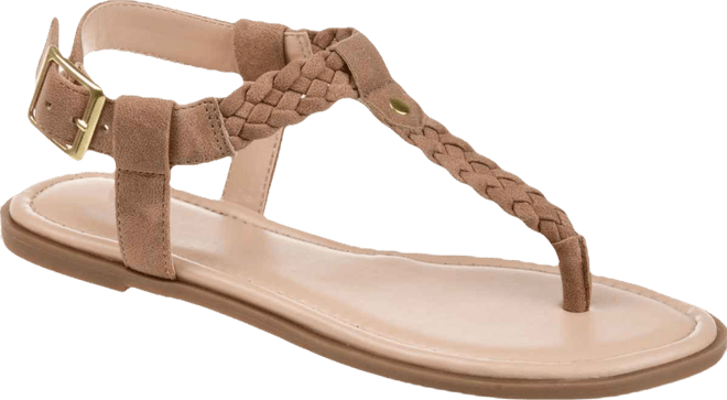 Women's Genevive Braided T-Strap Flat Sandals