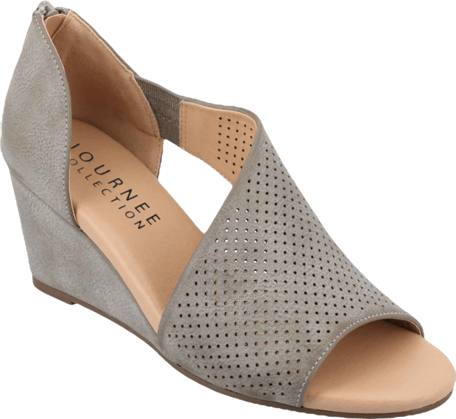 Women's Aretha Perforated Peep Toe Wedge Sandals