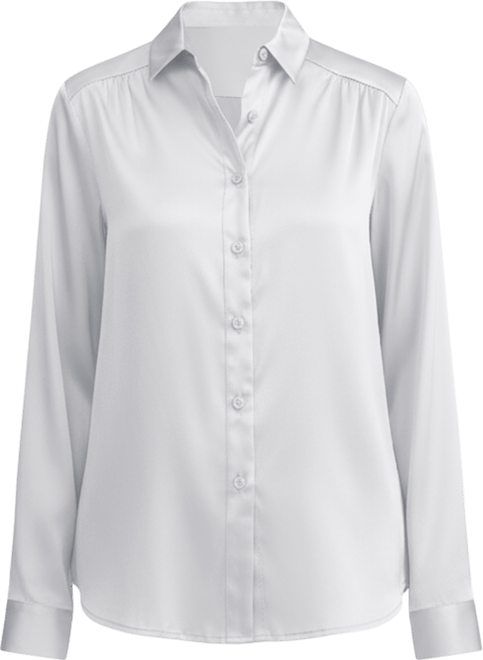 Women's Long Sleeves Collared Silk Blouse