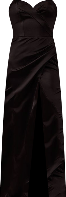 Womens Strapless Eveng Gown With Thigh Slit