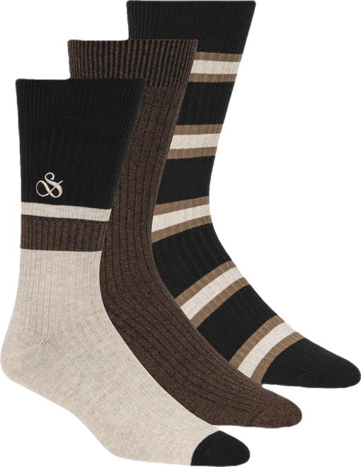 Men's 3-Pack Ribbed Crew Dress Socks