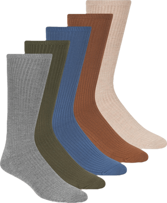 Men's 5-Pack Ribbed Crew Dress Socks