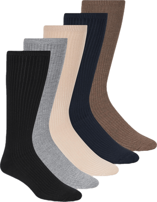 Men's 5-Pack Ribbed Crew Dress Socks
