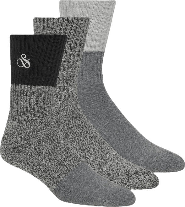 Men's 3-Pack Ribbed Cushion Crew Socks